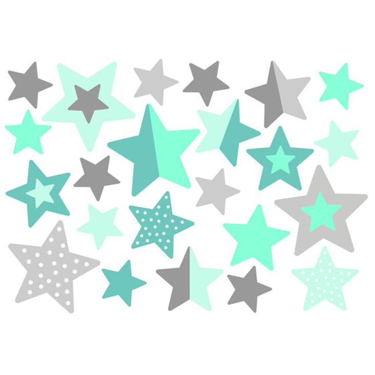 Jabalou wasserfeste Sticker Sterne Mint Grau