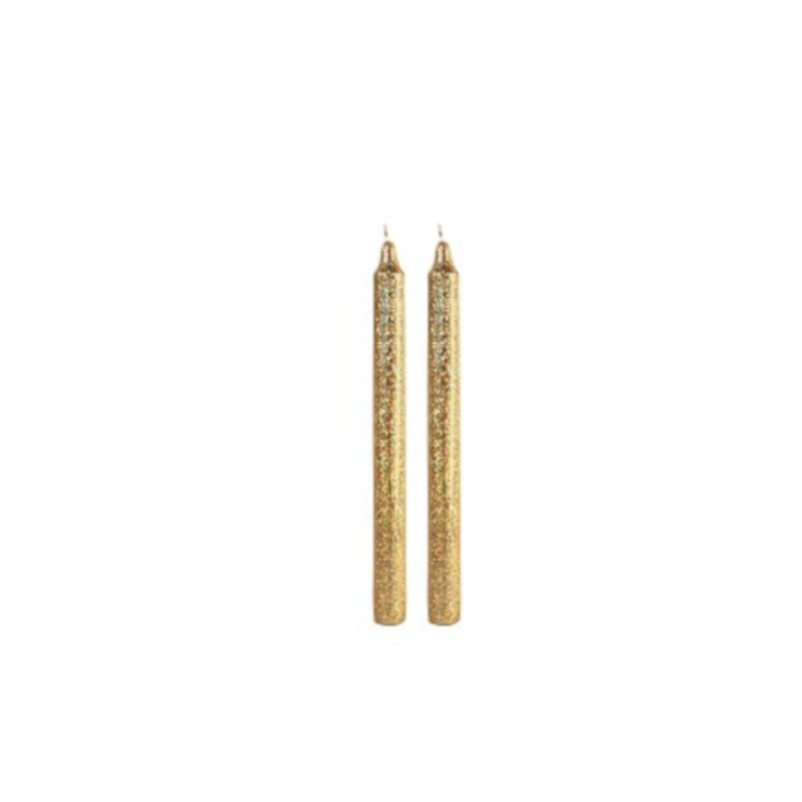 Glitzer Kerze 2er Set Gold