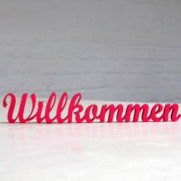 Holzwort Willkommen, diverse Farben