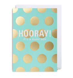 Grusskarte Hooray baby boy mit Umschlag
