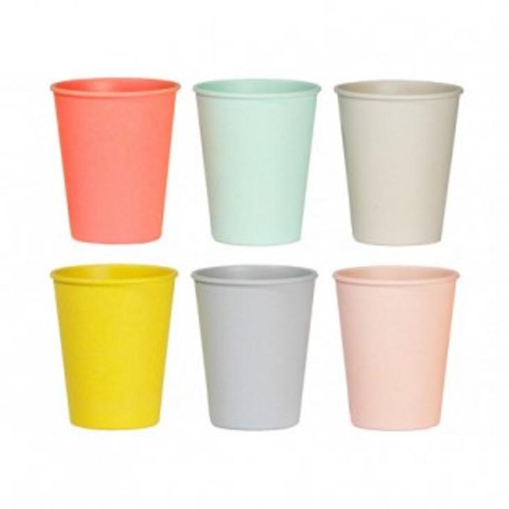 6er Set Bambus Becher Pastell