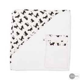 Kapuzenbadetuch und Waschtuch Cats