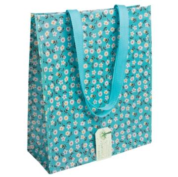 Einkaufstasche blau mit Blumen