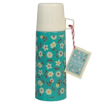 Thermosflasche mit Becher Retro Blumen