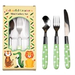 Kinderbesteck-Set Polkadot grün