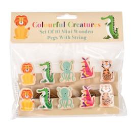 Set von 10 Mini-Klämmerli COLOURFUL CREATURES
