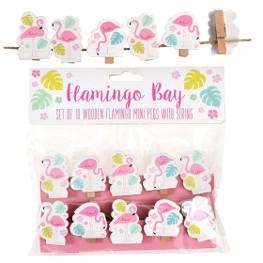 Set von 10 Mini-Klämmerli Flamingo