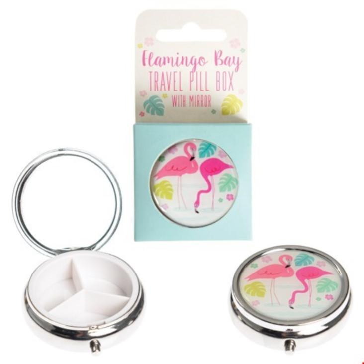Pillendose mit Spiegel Flamingo Bay