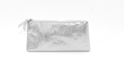 Schminktasche flach metallic silber