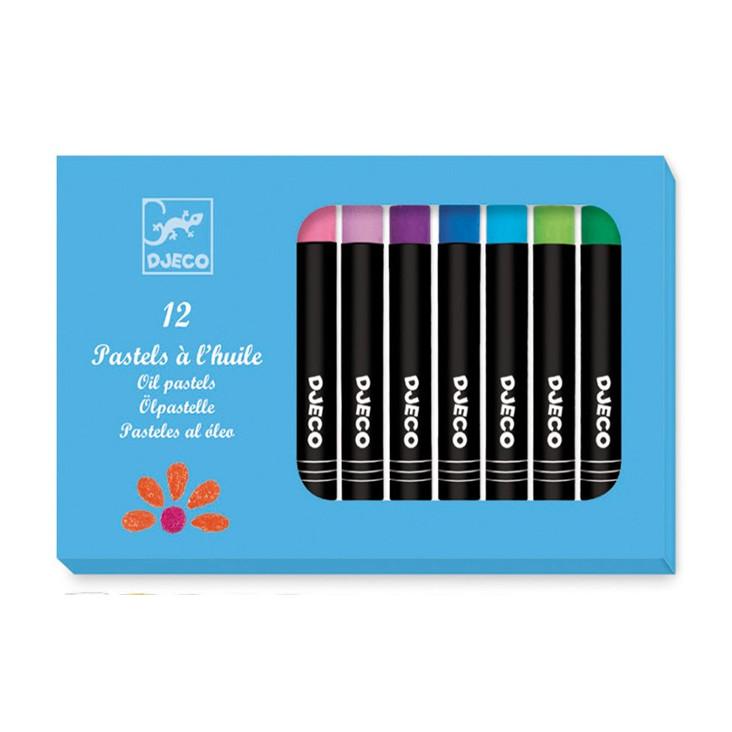 12 Ölpastelle, klassische Farben