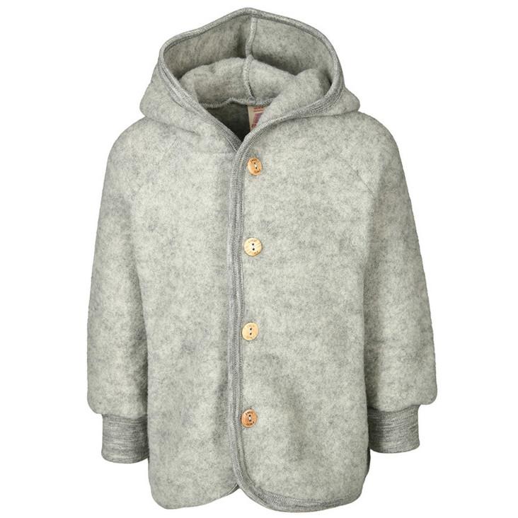 Wollfleece Kapuzenjacke Grau Melange 86/92