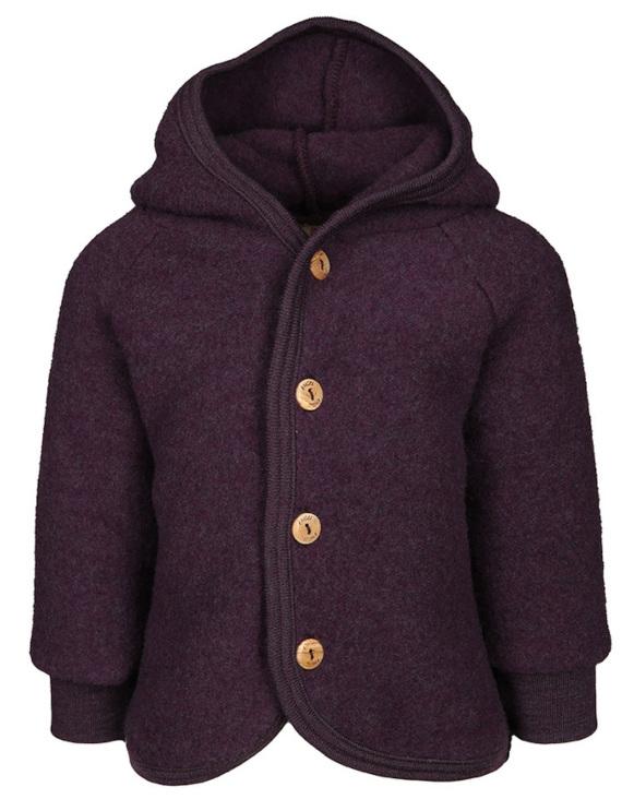 Wollfleece Kapuzenjacke Lila Melange 86/92