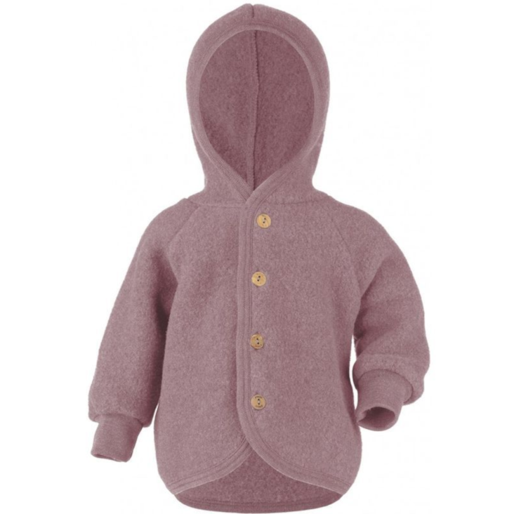 Wollfleece Kapuzenjacke Rosenholz Melange 62/68
