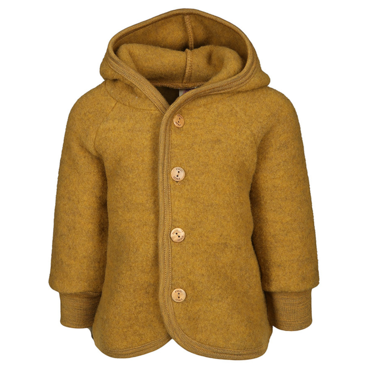 Wollfleece Kapuzenjacke Safran Melange