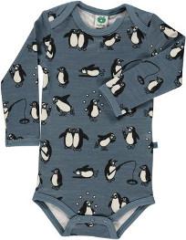 Body Wolle mit Pinguinen türkis