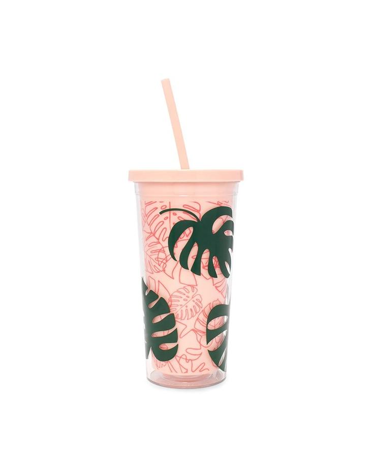 Becher to go Tumbler mit Strohhalm Monstera