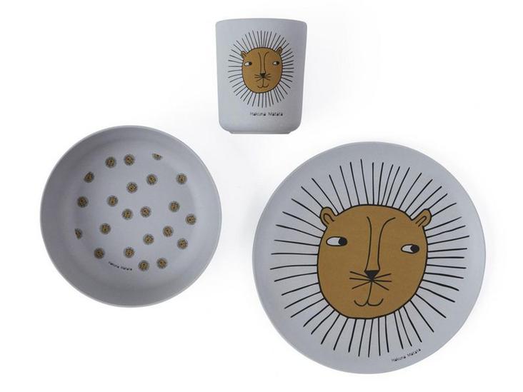 OyOy Geschirr-Set Lion Grau
