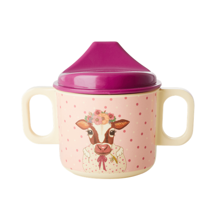 Schnabelbecher Farm Animals Print Pink