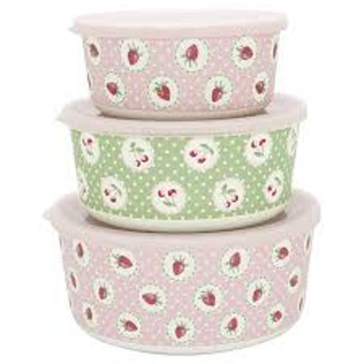 3er Set Frischhaltedosen Greengate Strawberry pale pink