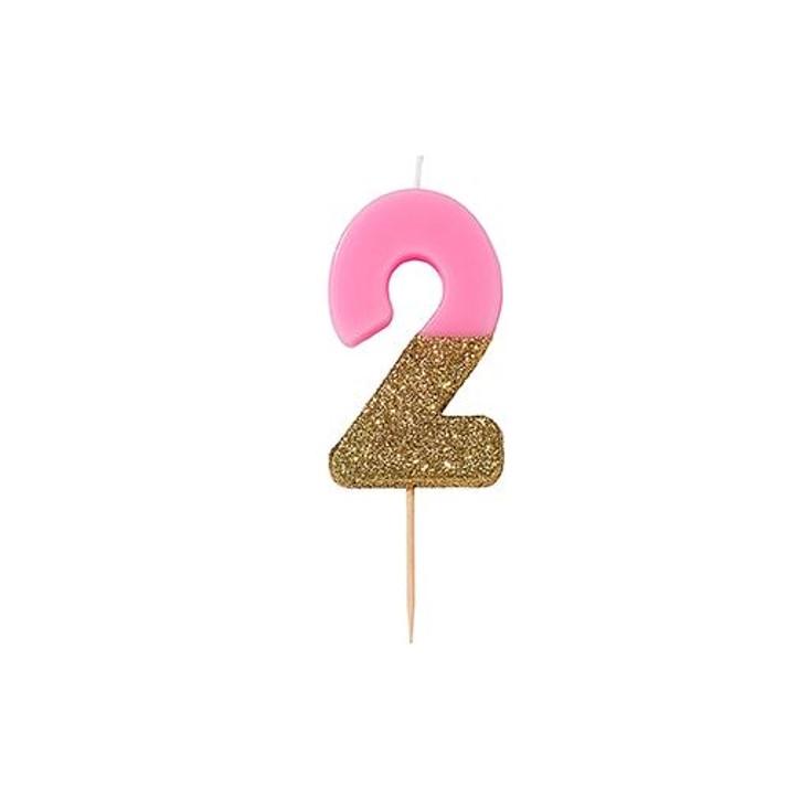 Zahlenkerze 2 Pink