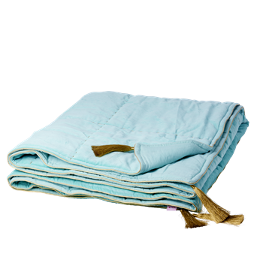 Samtdecke mit goldigen Tasseln - Dark Mint