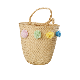 Raffia Korb mit PomPoms