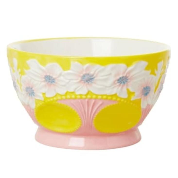 Ceramic Bowl Flower Design Yellow von Rice