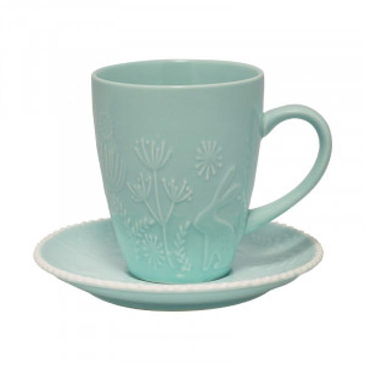 Greengate Tasse mit Untertasse Evy Mint