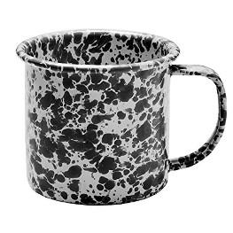 Tasse Emaille Marble Schwarz Jumbo