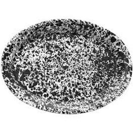 Platte Oval Emaille Marble Schwarz 2er Set