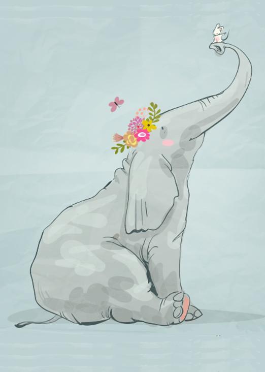 Postkarte Elefant