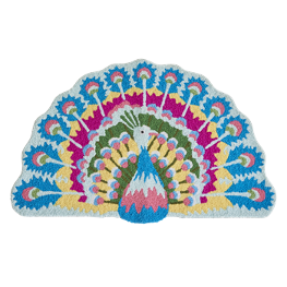 Teppich Pfau von Rice Blau- und Türkistöne