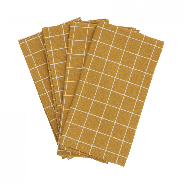 Stoffservietten 4er Set Mustard Check
