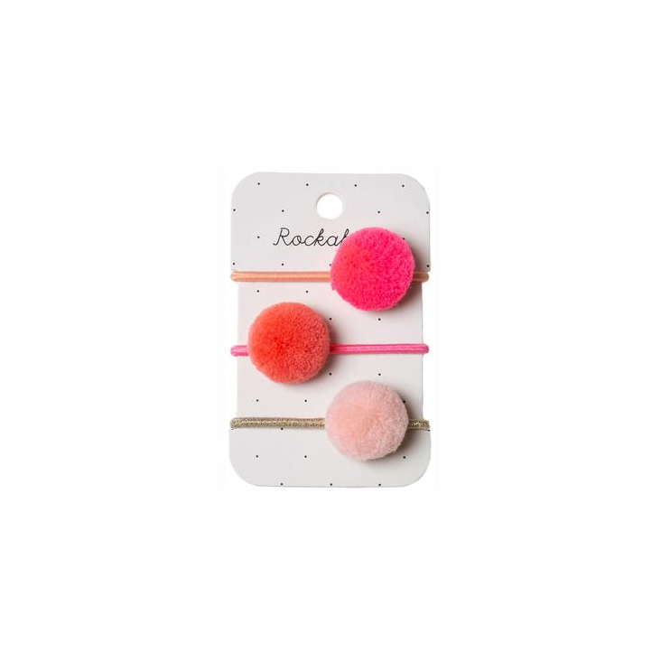 Haargummeli Pompoms 3er Set Coral