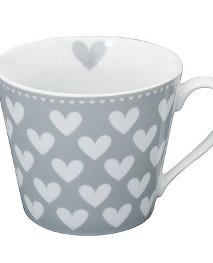 Tasse mit Henkel graue Herzen