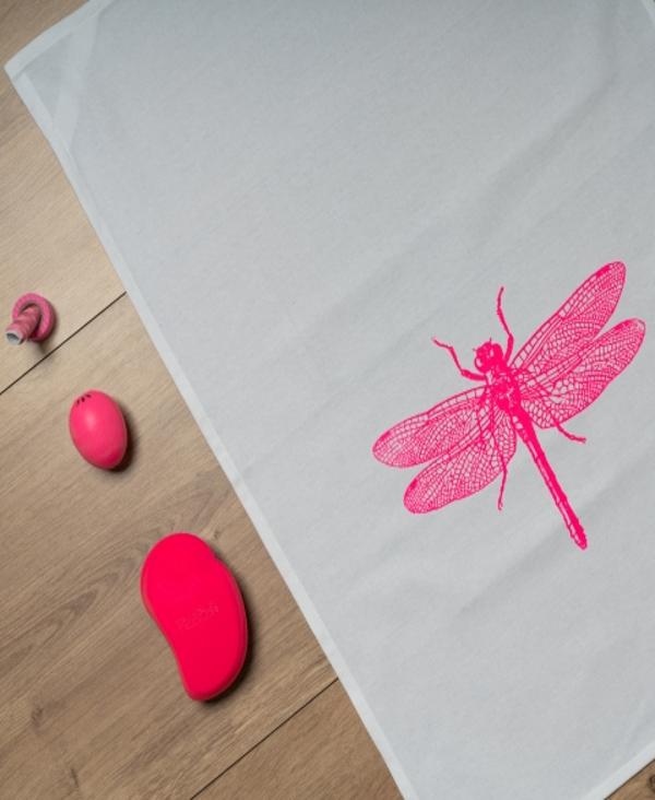 Geschirrtuch weiss, LIBELLE, neon pink