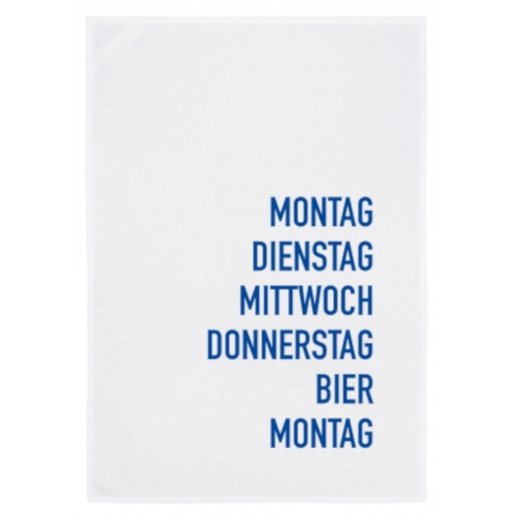 Geschirrtuch handbedruckt MONTAG, DIENSTAG