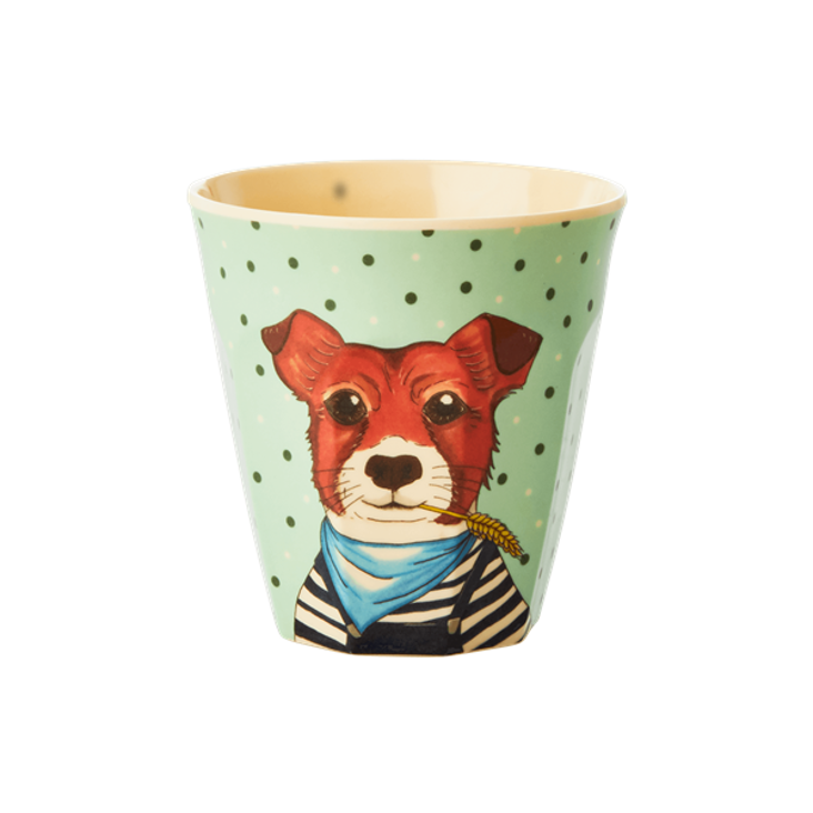 Rice Melamin Becher - Farm Animals Print Green