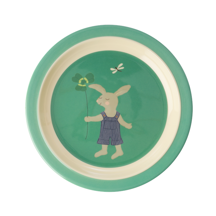 Rice Kinderteller - Bunny Print Green