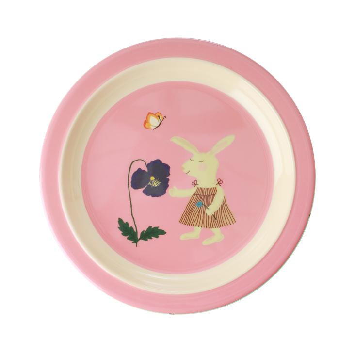 Rice Kinderteller - Bunny Print Pink
