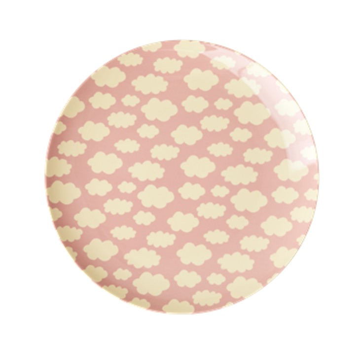 Kinderteller flach Cloud Print Pink
