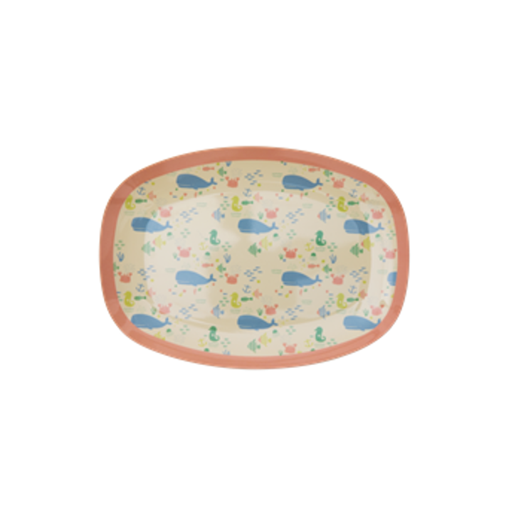 Rice Melamine Teller rechteckig mit Ocean Print