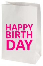 Lichtertüte weiss, HAPPY BIRTHDAY