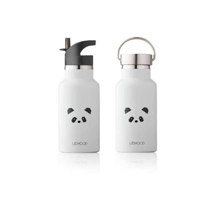 Trinkflasche Panda Hellgrau, 2 Aufsätze