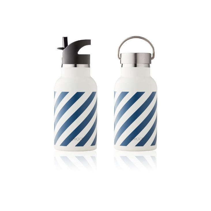 Trinkflasche Stripe Navy, 2 Aufsätze