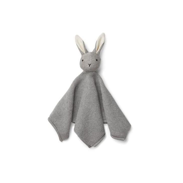 Schnullertuch Hase Grau gestrickt