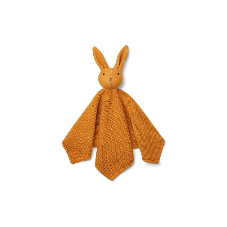 Schnullertuch Hase Mustard gestrickt