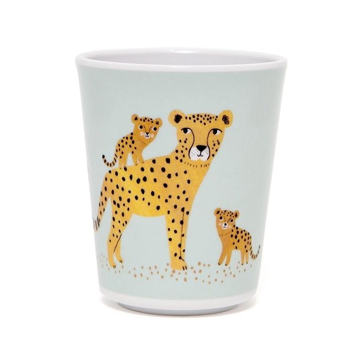 Melamin Becher Leopard Aqua