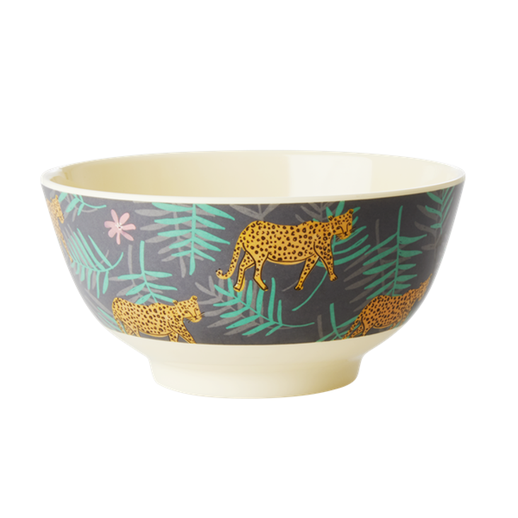 Rice Melamin Schüssel Leopard and Leaves Print - Medium