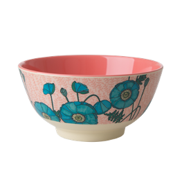 Rice Melamin Schüssel Blue Poppy Print